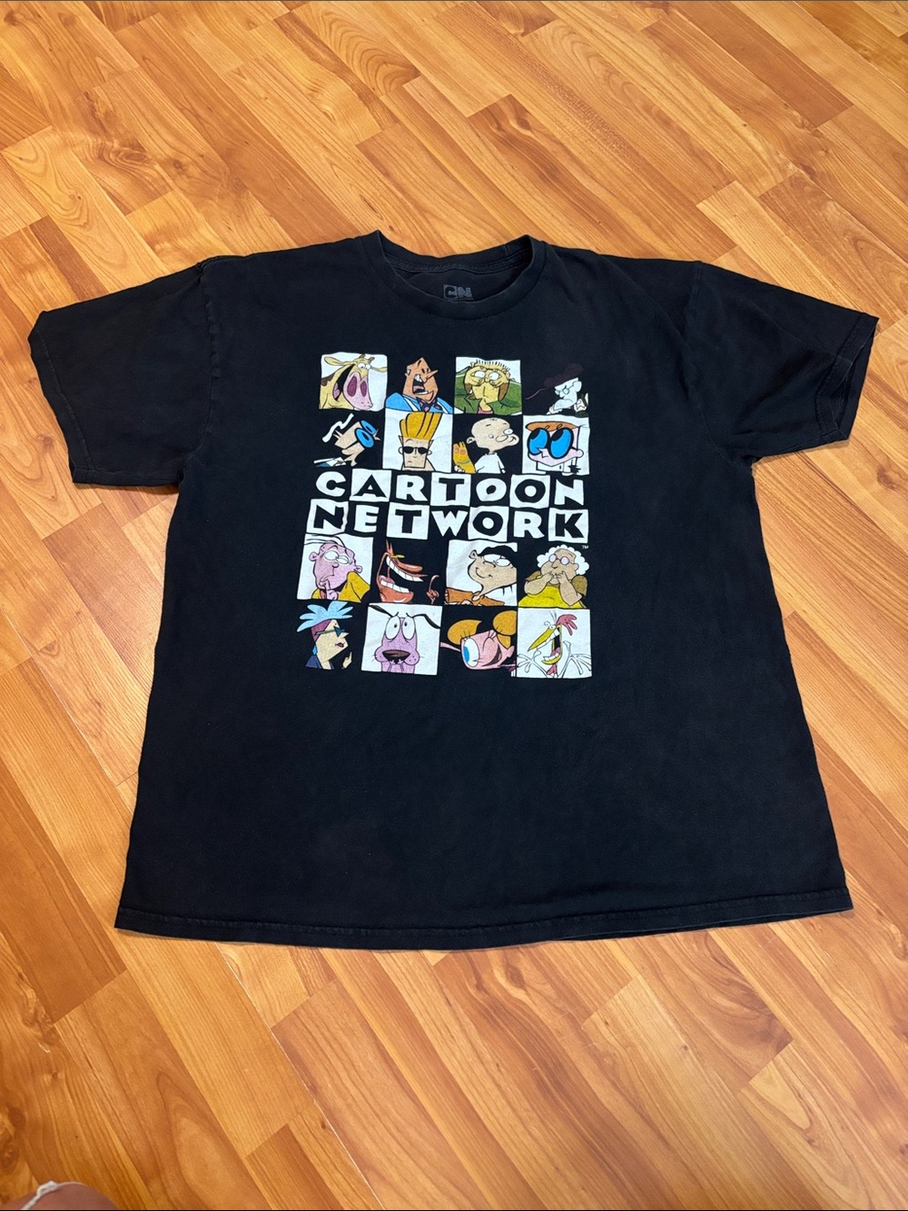 Cartoon Network Black Tee with Multicolor Character Grid